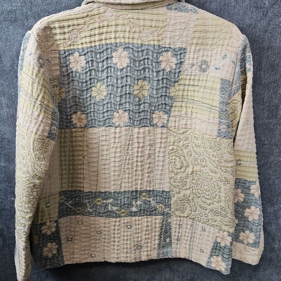 Coldwater Creek Jacket m Blue Green button front textured - Picture 8 of 10